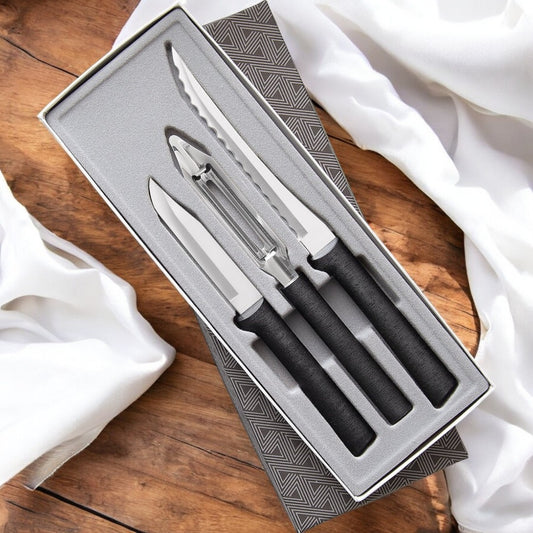 Set pentru curățat, oțel inoxidabil, mâner rășină neagră (G218)