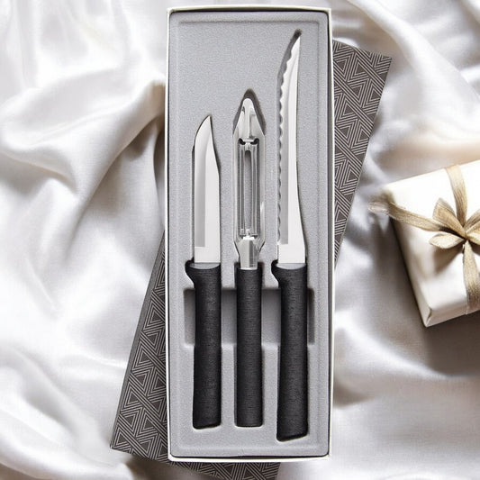 Set pentru curățat, oțel inoxidabil, mâner rășină neagră (G218)
